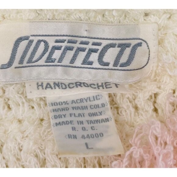 Vintage Sideffects Hand-Crochet Sweater With Shaggy Textured Knit sz Large - Picture 2 of 4